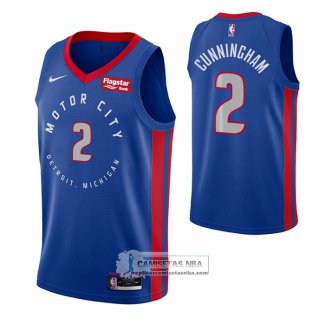 Camiseta Detroit Pistons Cade Cunningham NO 2 Ciudad 2020-21 Azul