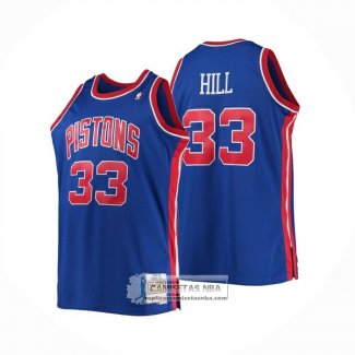 Camiseta Detroit Pistons Grant Hill NO 33 Mitchell & Ness 1995-96 Azul