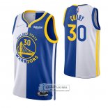 Camiseta Golden State Warriors Stephen Curry NO 30 Split Azul Blanco