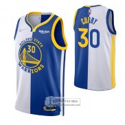 Camiseta Golden State Warriors Stephen Curry NO 30 Split Azul Blanco