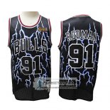 Camiseta Lightning Chicago Bulls Dennis Rodman Negro