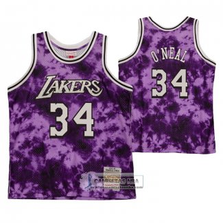 Camiseta Los Angeles Laker Shaquille O'neal NO 34 Galaxy Violeta