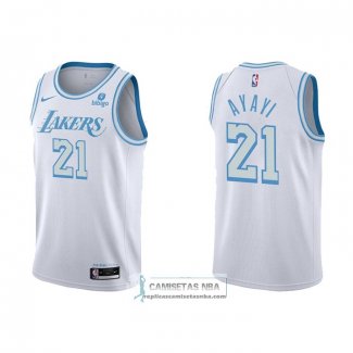 Camiseta Los Angeles Lakers Joel Ayayi NO 21 Ciudad 2021-22 Blanco