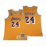 Camiseta Los Angeles Lakers Kobe Bryant NO 24 Autentico 2007-08 Amarillo