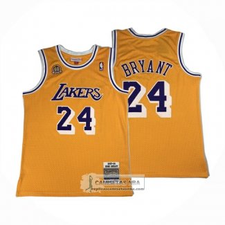 Camiseta Los Angeles Lakers Kobe Bryant NO 24 Autentico 2007-08 Amarillo