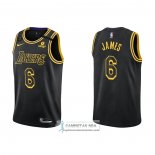 Camiseta Los Angeles Lakers LeBron James NO 6 Mamba 2021-22 Negro