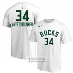 Camiseta Manga Corta Milwaukee Bucks Giannis Antetokounmpo Blanco