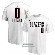 Camiseta Manga Corta Portland Trail Blazers Damian Lillard Blanco