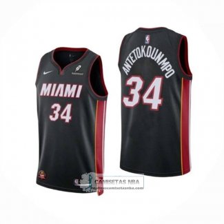 Camiseta Miami Heat Giannis Antetokounmpo NO 34 Icon Negro