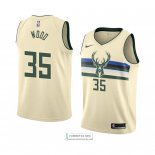 Camiseta Milwaukee Bucks Christian Wood Ciudad 2018 Crema