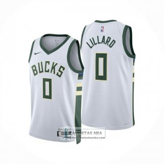 Camiseta Milwaukee Bucks Damian Lillard NO 0 Association 2024-25 Blanco