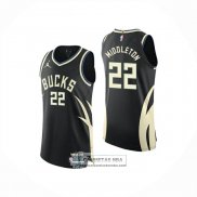 Camiseta Milwaukee Bucks Khris Middleton NO 22 Statement 2025-26 Negro