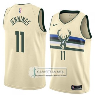 Camiseta Milwaukee Bucks Opal Brandon Jennings Ciudad 2018 Crema