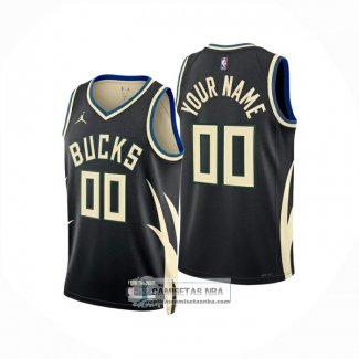 Camiseta Milwaukee Bucks Personalizada Statement 2024-25 Negro