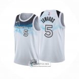 Camiseta Minnesota Timberwolves Anthony Edwards NO 5 Ciudad 2024-25 Blanco