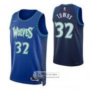 Camiseta Minnesota Timberwolves Anthony Towns NO 32 Ciudad 2021-22 Azul