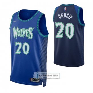 Camiseta Minnesota Timberwolves Josh Okogie NO 20 Ciudad 2021-22 Azul