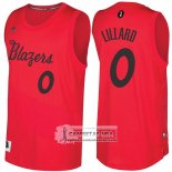 Camiseta Navidad Blazers Damian Lillard 2016 Rojo