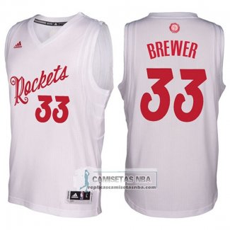 Camiseta Navidad Rockets Corey Brewer 2016 Blanco