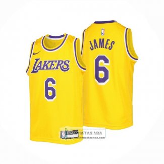 Camiseta Nino Los Angeles Lakers LeBron James NO 6 Icon 2022-23 Amarillo