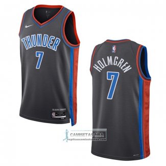 Camiseta Oklahoma City Thunder Chet Holmgren NO 7 Ciudad 2022-23 Gris