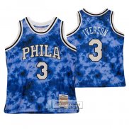 Camiseta Philadelphia 76ers Allen Iverson NO 3 Galaxy Azul