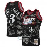 Camiseta Philadelphia 76ers Allen Iverson NO 3 Mitchell & Ness 1997-98 Tattoo Negro