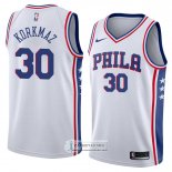 Camiseta Philadelphia 76ers Furkan Korkmaz Association 2018 Blan