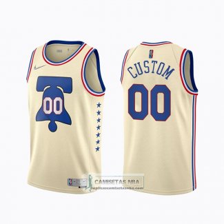 Camiseta Philadelphia 76ers Personalizada Earned 2020-21 Crema