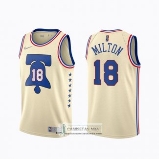 Camiseta Philadelphia 76ers Shake Milton Earned 2020-21 Crema