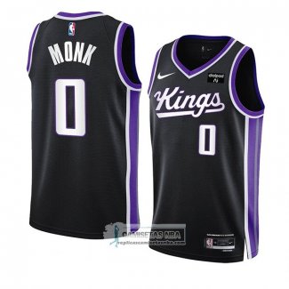 Camiseta Sacramento Kings Malik Monk NO 0 Icon 2023-24 Negro