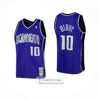 Camiseta Sacramento Kings Mike Bibby NO 10 Mitchell & Ness 2002-03 Violeta