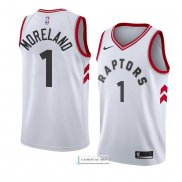 Camiseta Toronto Raptors Eric Moreland Association 2018 Blanco