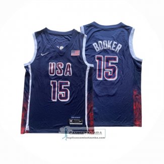 Camiseta USA 2024 Devin Booker NO 15 Azul1