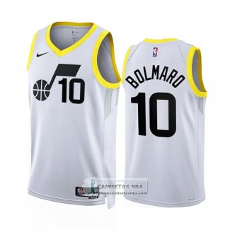 Camiseta Utah Jazz Leandro Bolmaro NO 10 Association 2022-23 Blanco