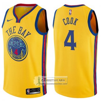 Camiseta Warriors Quinn Cook Ciudad 2017-18 Oro