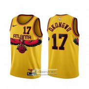 Camiseta Atlanta Hawks Onyeka Okongwu NO 17 Ciudad 2021-22 Amarillo