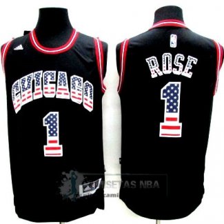 Camiseta Bandera Americana Bulls Rose Negro