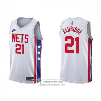 Camiseta Brooklyn Nets LaMarcus Aldridge NO 21 Classic 2022-23 Blanco