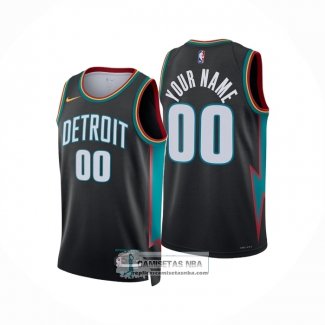 Camiseta Detroit Pistons Personalizada Ciudad 2025-26 Negro