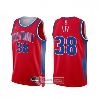 Camiseta Detroit Pistons Saben Lee NO 38 Ciudad 2021-22 Rojo