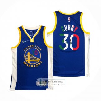 Camiseta Golden State Warriors Stephen Curry NO 30 Icon Royal Special Mexico Edition Azul