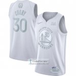 Camiseta Golden State Warriors Stephen Curry NO 30 MVP Blanco