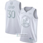 Camiseta Golden State Warriors Stephen Curry NO 30 MVP Blanco