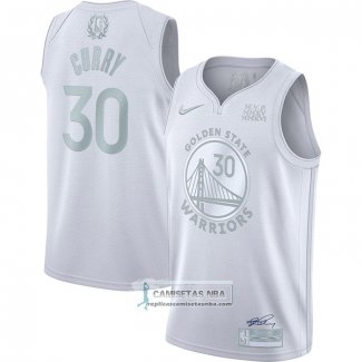 Camiseta Golden State Warriors Stephen Curry NO 30 MVP Blanco