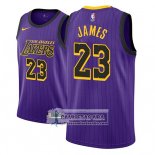 Camiseta Lakers Lebron James Ciudad 2018 Violeta