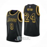 Camiseta Los Angeles Lakers Kobe Bryant NO 8 24 Black Mamba Negro