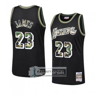 Camiseta Los Angeles Lakers Lebron James Camuflaje Negro