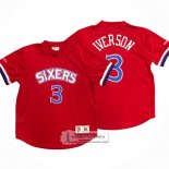 Camiseta Manga Corta Philadelphia 76ers Allen Iverson NO 3 Rojo