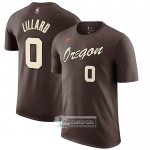 Camiseta Manga Corta Portland Trail Blazers Damian Lillard Ciudad 2020-21 Marron